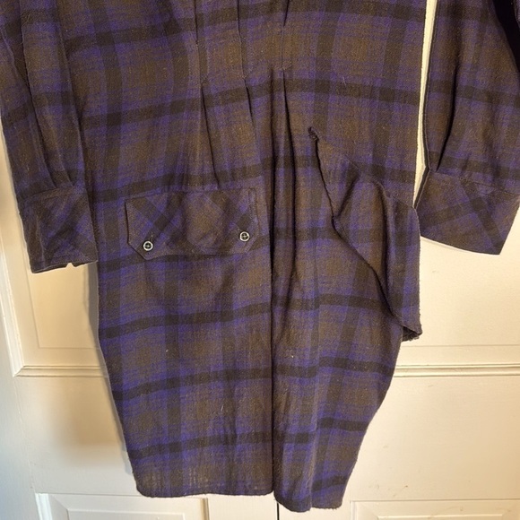 NWT Isabel Marant Etoile Eggplant Black Tan Muted Plaid adjustable Shirt Dress - Picture 10 of 16